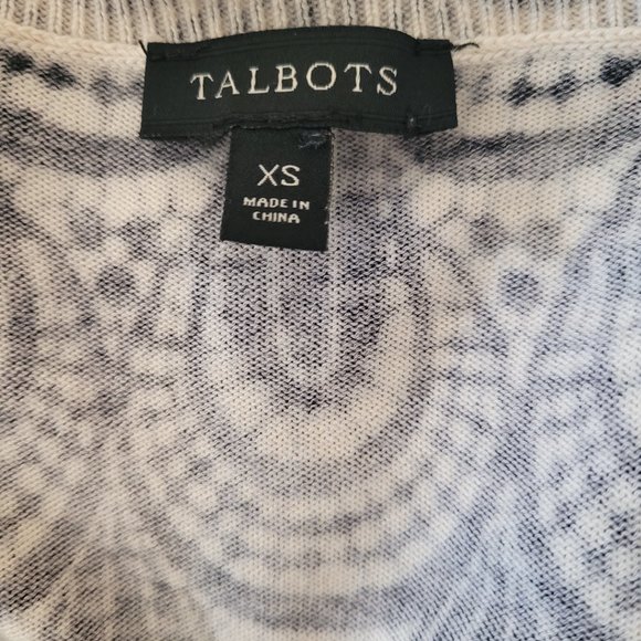 Talbots Black and White Button up Round Neck Cardigan Woman's. Size XS - Picture 7 of 9